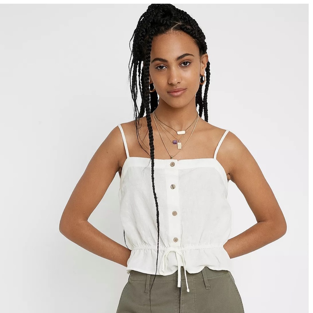 NWOT UO linen-blend square neck cami